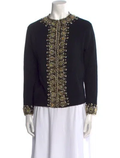 Pre-owned Cardinal Lambswool Colorblock Pattern Sweater In Black