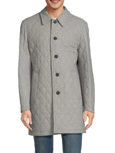 Cardinal Of Canada Men's Longline Wool Blend Quilted Jacket In Light Grey