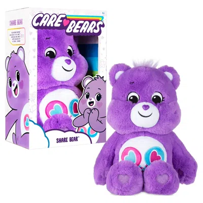 Care Bears Share Bear Medium Plush - 14 Inch Classic Stuffed Animal In Purple