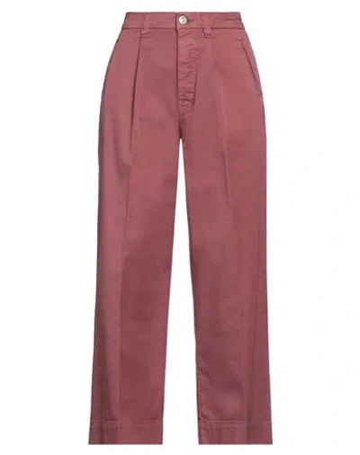 Care Label Woman Pants Brick Red Size 29 Cotton, Elastane