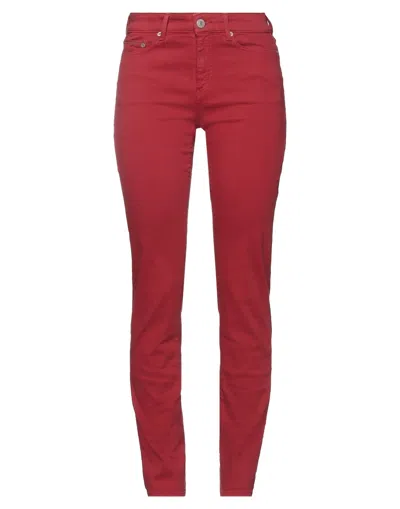 Care Label Woman Pants Red Size 28 Cotton, Pbt - Polybutylene Terephthalate, Elastane