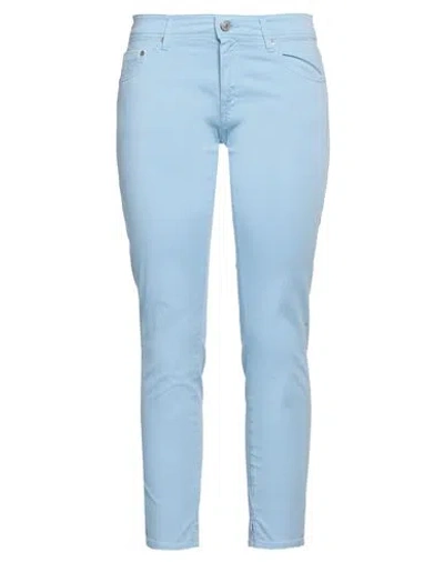 CARE LABEL CARE LABEL WOMAN PANTS SKY BLUE SIZE 27 COTTON, ELASTANE