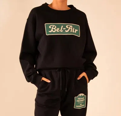 Care Tucker 90's Baggy Crewneck Belair Sweater In Black In Brown