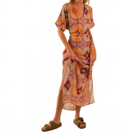 Care Tucker Beatrice Mesmerized Pattern Kaftan Dress In Multicolor In Pink