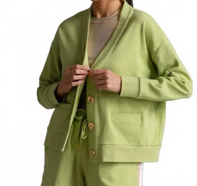 Care Tucker Court Interlock Cardigan In Palm Green In Animal Print