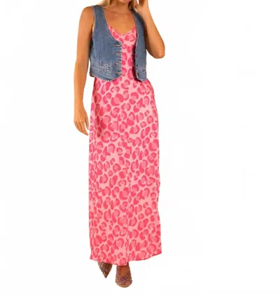 Care Tucker Lennon Zipslip Midi Dress In Pink Shaded Leopard