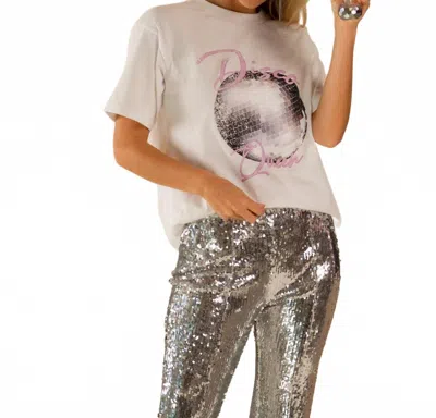 Care Tucker Marlie Disco Queens Short Sleeve Tee In White In Silver