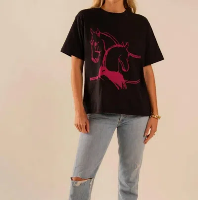 Care Tucker Marlie Short Sleeve Tee In Horses Embrace Black