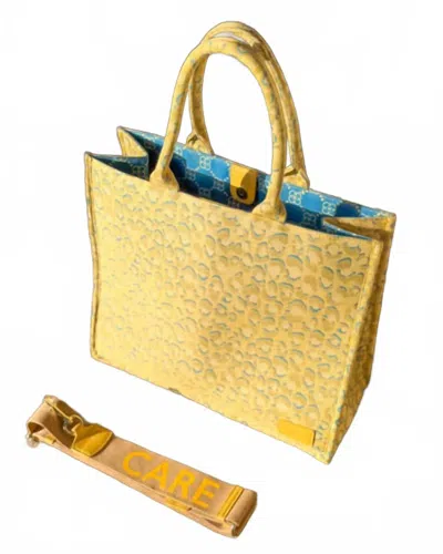 Care Tucker Shaded Leopard Print - Box Tote Bag In Yellow