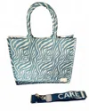 Care Tucker Shaded Zebra - Box Tote Bag In Teal Zebra In Multi