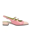 Carel Abricot Pink Slingback Mary Janes With Contrasting Toe In Leather Woman In Pink Nude