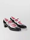 Carel Almond Toe Block Heel Leather Pumps