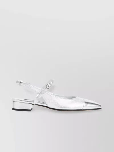 CAREL ALMOND TOE METALLIC FINISH BLOCK HEEL MULES