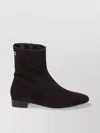 Carel Ankle Suede Block Heel Boots In Black