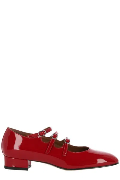 Carel Round Toe Block Heel Pump In Red