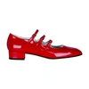 Carel Ariana Patent Buckle-trio Ballerina Pumps In Vernis Rouge