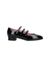 Carel Kina Black Mary Janes With Straps And Block Heel In Patent Leather Woman