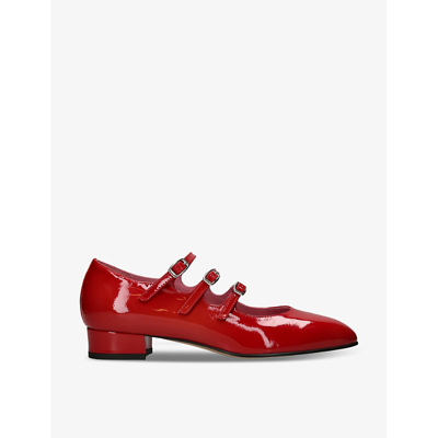 Carel Womens Red Arianna Triple-strap Patent-leather Pumps