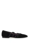 Carel Womens Black Tutu Cross-strap Suede Flat Ballerina Pumps