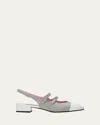 Carel Bicolor Dual Mary Jane Slingback Pumps In Abricot Grey And White