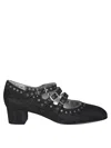 Carel Black Denim Heeled Mary Jane Shoes In Black