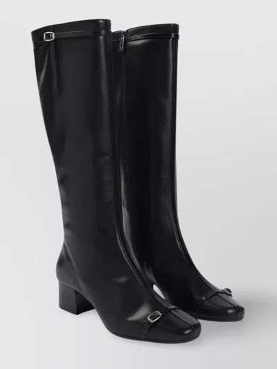Carel Block Heel Buckle Knee-high Boots