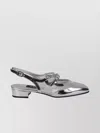 Carel Block Heel Pointed Toe Metallic Sling Back In Silver