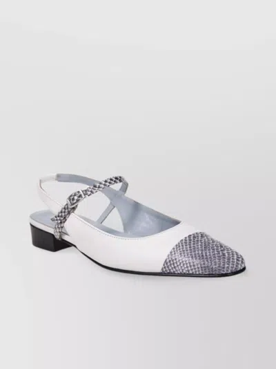 Carel Block Heel Slingback Pump With Textured Toe In White