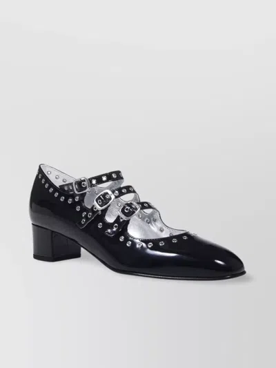 Carel Block Heel Studded Patent Pump In Black
