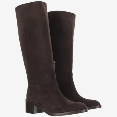 Carel Brighton Suede Boots In Brown