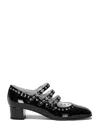 Carel Ladies Black Patent Eyelet Leather Mary Jane In Black Patent Leather