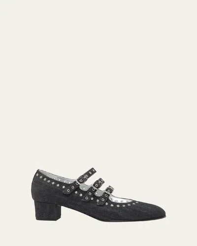 CAREL CAMDEN DENIM MARY JANE TRIO PUMPS