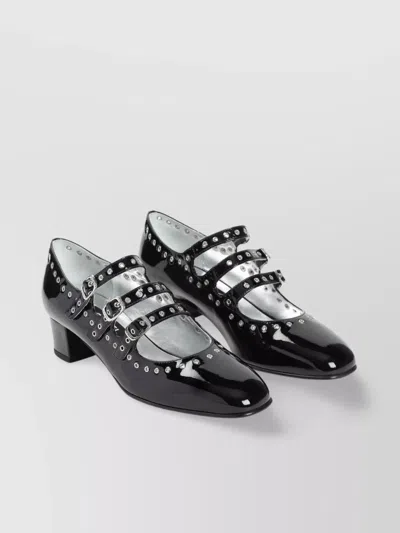 Carel Camden Mary Jane Eyelets Block Heel Pumps In Black