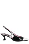Carel Cecile Black And White Patent Slingback Pumps In Black And White