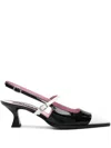 Carel Cecile Black And White Patent Slingback Pumps
