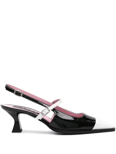 Carel Cecile Black And White Patent Slingback Pumps