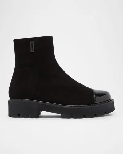 Carel Chouchou Suede And Leather Ankle Boots In Black