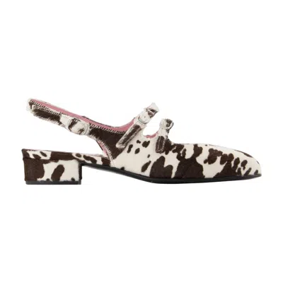 Carel Cow-print Calf Hair Heel In White