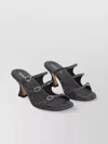 Carel Denim Triple Strap Open Toe Mules