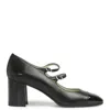 Carel Double Straps Leather Heel Pumps