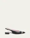 Carel Elisa Bicolor Slingback Ballerina Flats In Black Leather And Ivory Leather