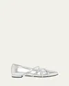 Carel Papaya Metallic Four-buckle Ballerina Flats In Silver