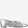 Carel Papaya Metallic Four-buckle Ballerina Flats In Silver