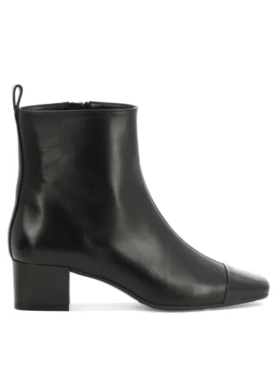Carel Estime Ankle Boots In Cuir Noir Bout Vernis Noir