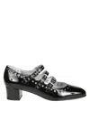 Carel Round Toe Patent Leather Pumps With Studded Detail In Black