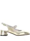 CAREL CAREL GOLD TONE SLINGBACK BLOCK HEEL SANDALS