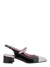 CAREL ISCHIA BLACK SLINGBACK PUMPS WITH ADJUSTABLE STRAP IN PATENT LEATHER WOMAN
