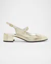 Carel Ischia Metallic Mary Jane Ballerina Pumps In Platinium Mirror