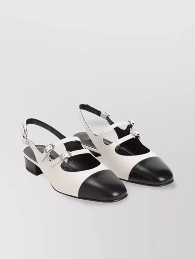 Carel Ivory Leather Two-tone Mules