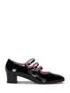 Carel Kina Black Mary Janes With Straps And Block Heel In Patent Leather Woman In Black Patent Leather